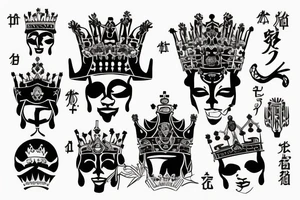 upside down queen crown representing the fall of the monarchy and authority tattoo idea