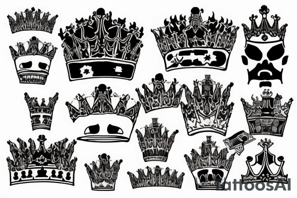 upside down queen crown representing the fall of the monarchy and authority tattoo idea