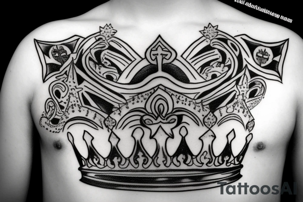 upside down queen crown representing the fall of the monarchy and authority tattoo idea
