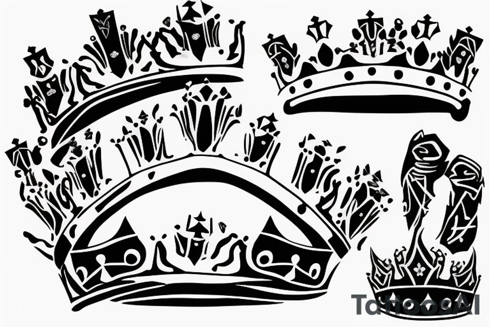 upside down queen crown representing the fall of the monarchy and authority tattoo idea