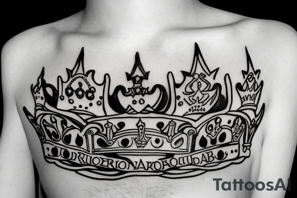 upside down queen crown representing the fall of the monarchy and authority tattoo idea