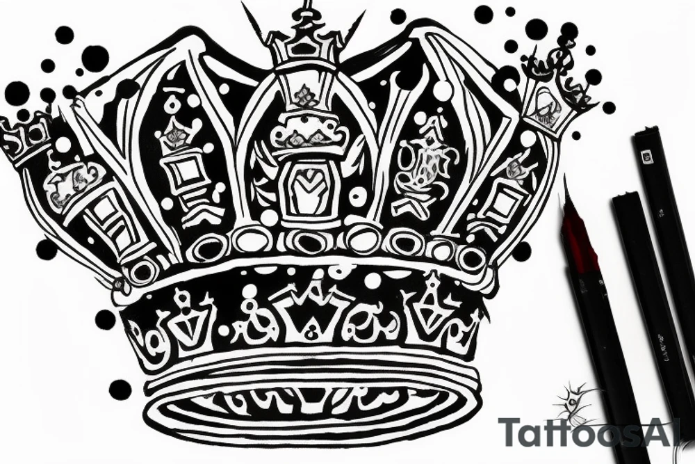 upside down queen crown representing the fall of the monarchy and authority tattoo idea