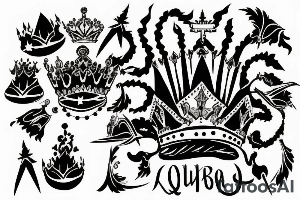 upside down queen crown representing the fall of the monarchy and authority tattoo idea