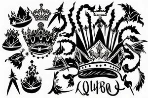 upside down queen crown representing the fall of the monarchy and authority tattoo idea