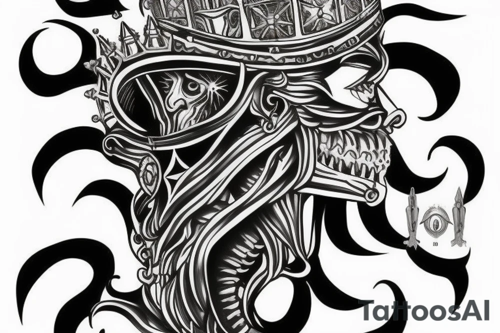 upside down queen crown representing the fall of the monarchy and authority tattoo idea