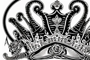 upside down queen crown representing the fall of the monarchy and authority tattoo idea