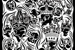 upside down queen crown representing the fall of the monarchy and authority tattoo idea