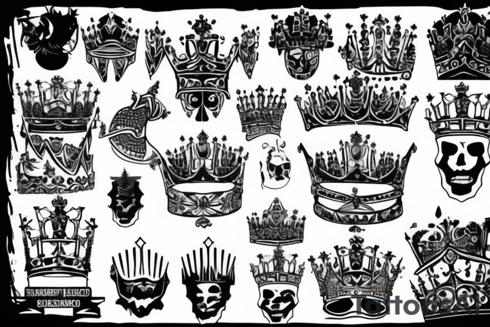 upside down queen crown representing the fall of the monarchy and authority tattoo idea