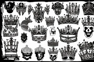 upside down queen crown representing the fall of the monarchy and authority tattoo idea