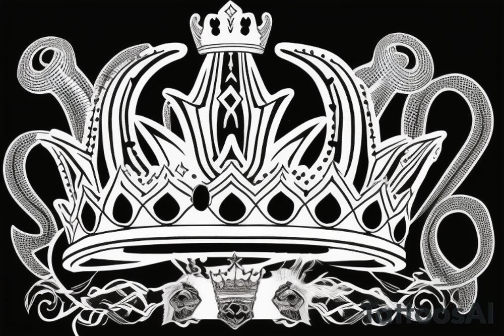 upside down queen crown representing the fall of the monarchy and authority tattoo idea
