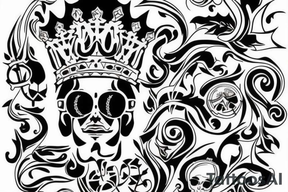 upside down queen crown representing the fall of the monarchy and authority tattoo idea