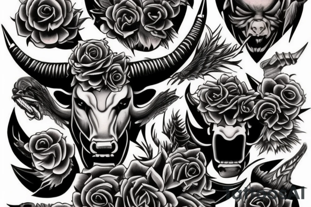 Angry bull tattoo idea