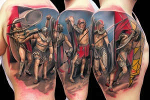 gladiator fighting in a colusseum. tattoo idea