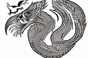 I want a tattoo with four animals where the owl represents my wife, a bear my son, a dragon my second son and a phoenix for me tattoo idea