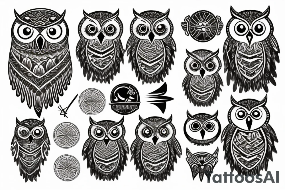 Owl tribal tattoo idea