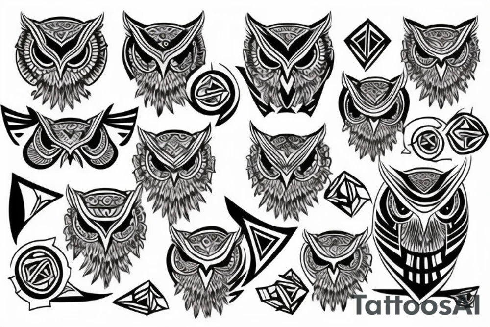 Owl tribal tattoo idea