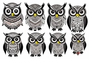 Owl tribal with watercolors tattoo idea