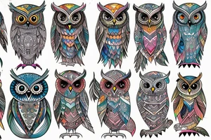 Owl tribal with watercolors tattoo idea