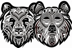 bear tribal with watercolors tattoo idea