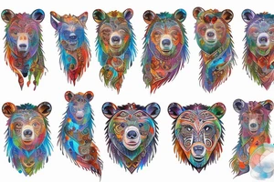 bear tribal with water colors tattoo idea