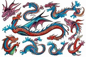 dragon with water colors tattoo idea