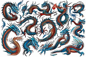 dragon with water colors tattoo idea
