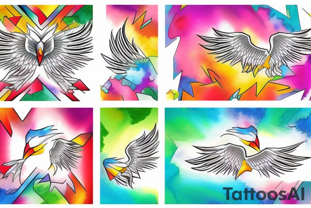 phoenix with water colors tattoo idea