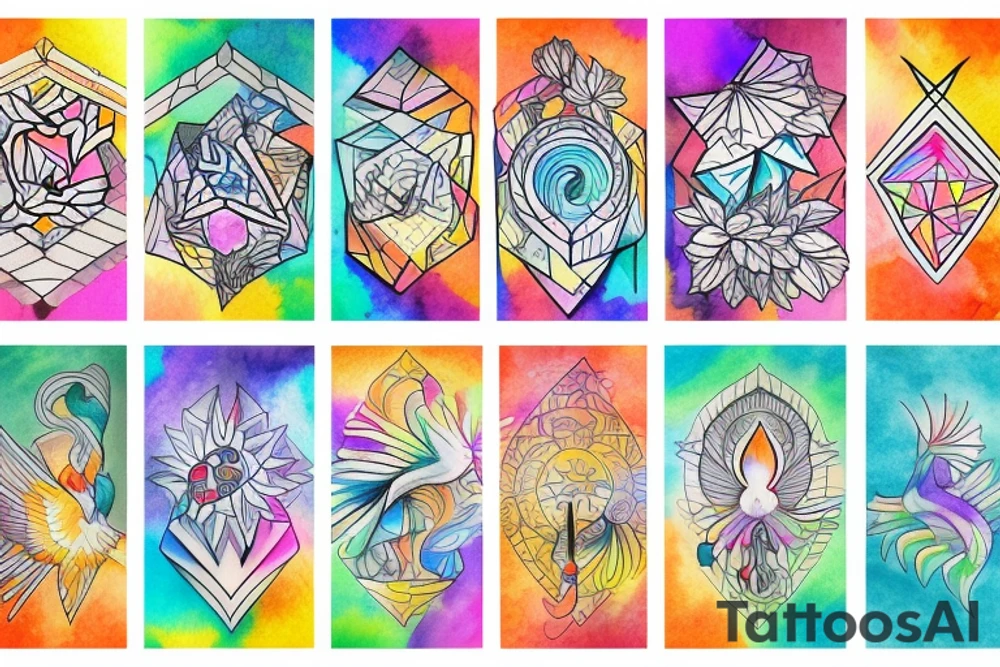 phoenix with water colors tattoo idea