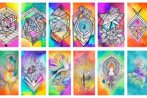 phoenix with water colors tattoo idea