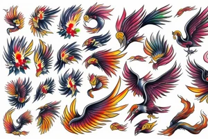 phoenix with water colors tattoo idea