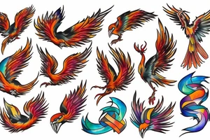 phoenix with water colors tattoo idea