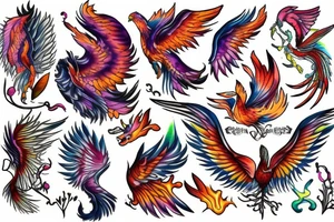 phoenix with water colors tattoo idea