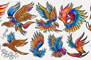 phoenix with water colors tattoo idea