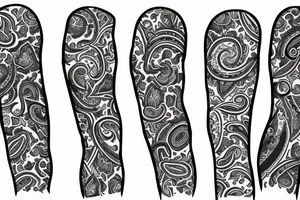 Paisley, safari, leg sleeve tattoo idea