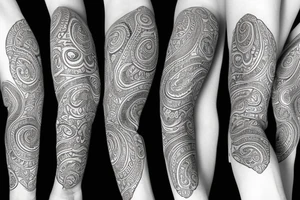 Paisley, safari, leg sleeve tattoo idea