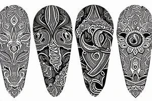 Paisley, safari, leg sleeve tattoo idea