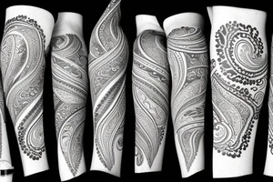 Paisley, safari, leg sleeve tattoo idea