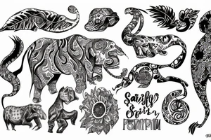 Paisley, safari, animals tattoo idea