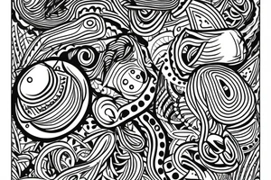 Paisley, baboon head, shapes, lines, circles tattoo idea