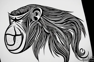 Paisley, baboon head, shapes, lines, circles tattoo idea