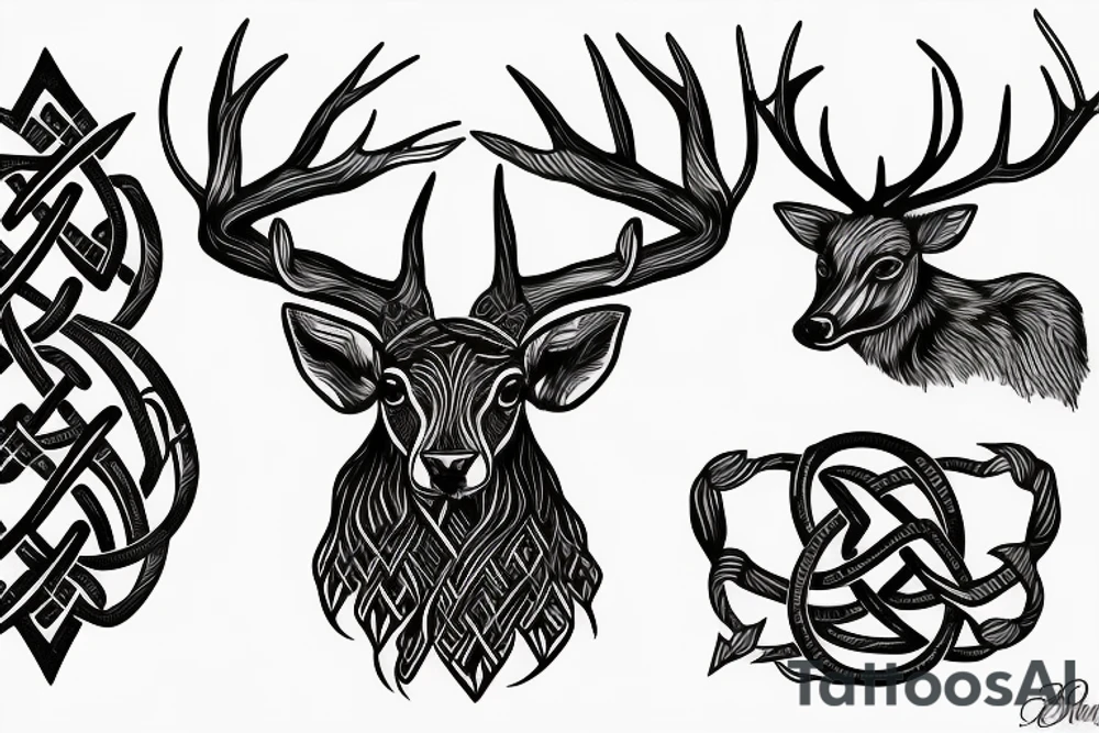 Scottish celtic stag abstract tattoo idea