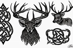 Scottish celtic stag abstract tattoo idea