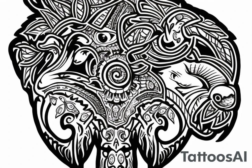 Paisley, baboon head tattoo idea