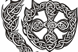 Celtic stag leaping cross tattoo idea