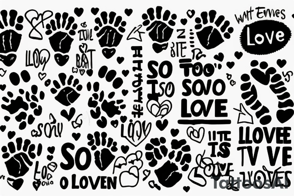 Baby footprints with the words "So this is love..." tattoo idea