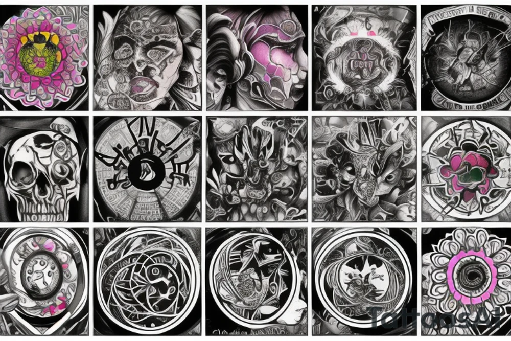 Color theory wheel with hex codes tattoo idea