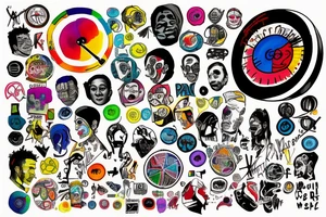 Color theory wheel with names of colors around circle tattoo idea