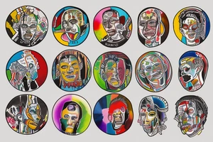 Color theory wheel with names of colors around circle tattoo idea