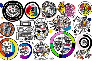 Color theory wheel with names of colors around circle tattoo idea
