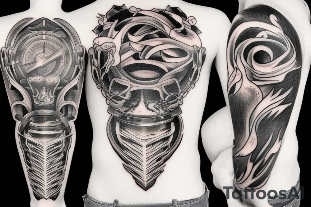 Ship on fire tattoo idea